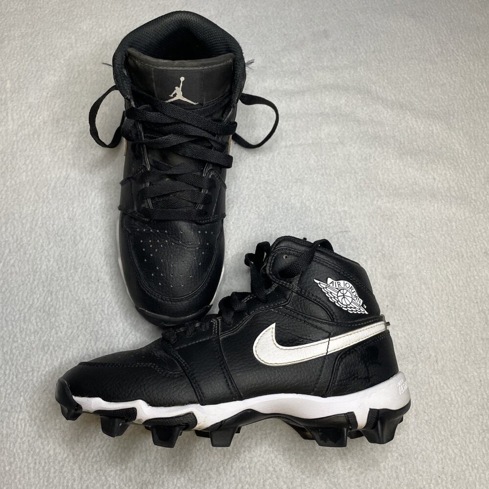 Nike Air Jordan 1 Mid Youth Cleat size 3Y Black Baseball Football